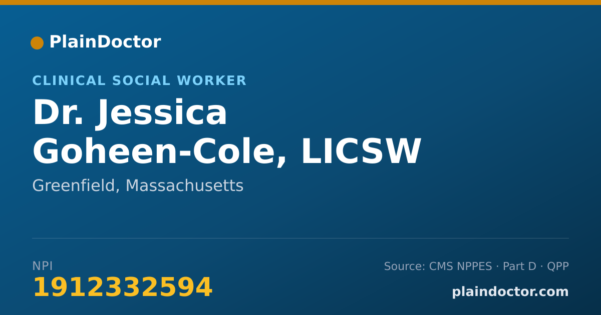 Shareable card for Jessica Goheen-Cole, LICSW - Clinical Social Worker, Greenfield, MA