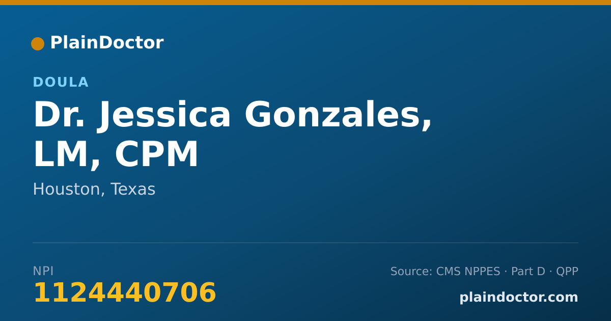 Shareable card for Jessica Gonzales, LM, CPM - Doula, Houston, TX