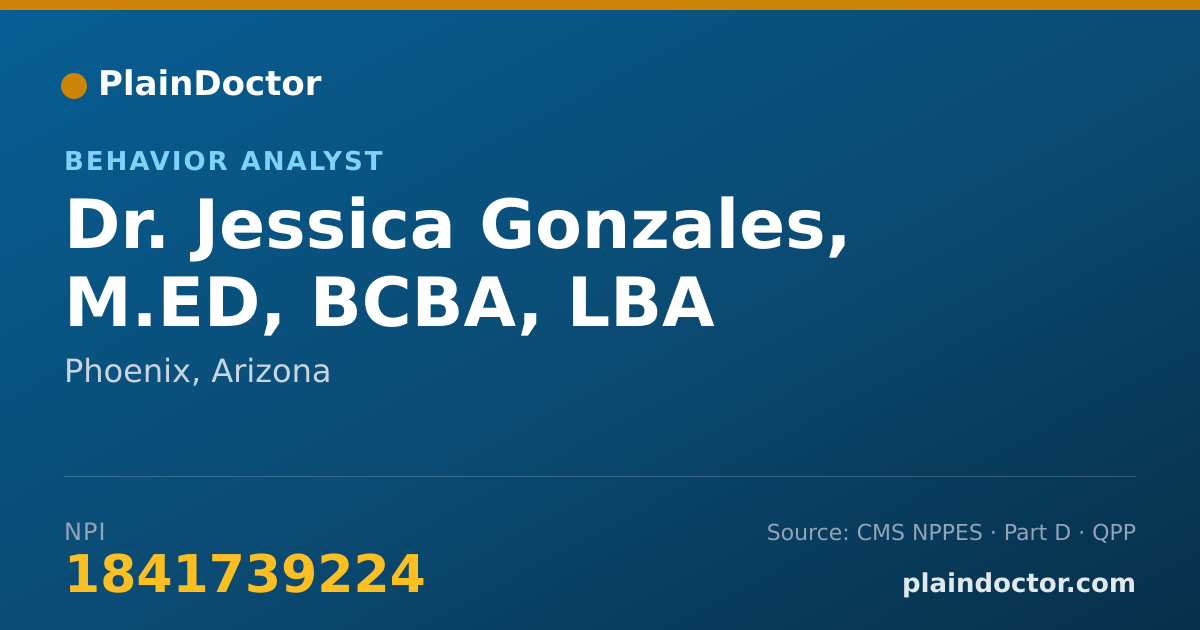 Shareable card for Jessica Gonzales, M.ED, BCBA, LBA - Behavior Analyst, Phoenix, AZ