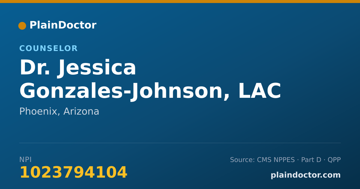 Shareable card for Jessica Gonzales-Johnson, LAC - Counselor, Phoenix, AZ