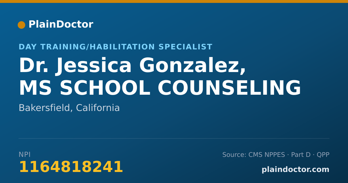 Shareable card for Jessica Gonzalez, MS SCHOOL COUNSELING - Day Training/Habilitation Specialist, Bakersfield, CA