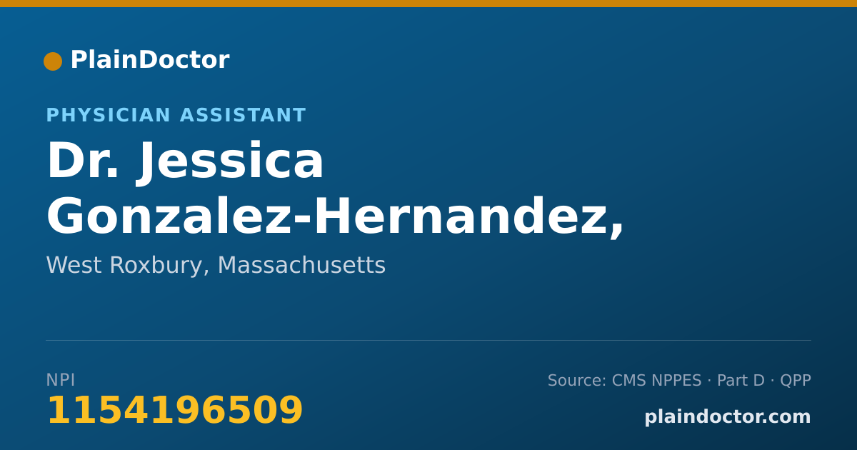 Shareable card for Jessica Gonzalez-Hernandez, PA-C - Physician Assistant, West Roxbury, MA