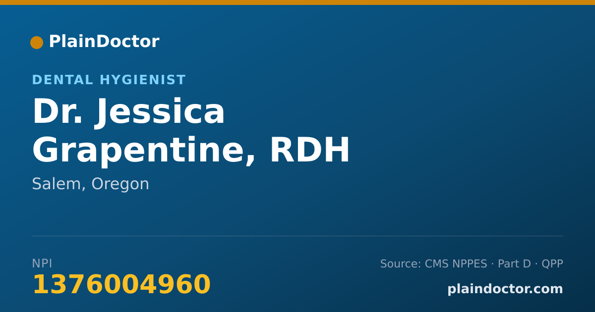 Shareable card for Jessica Grapentine, RDH - Dental Hygienist, Salem, OR