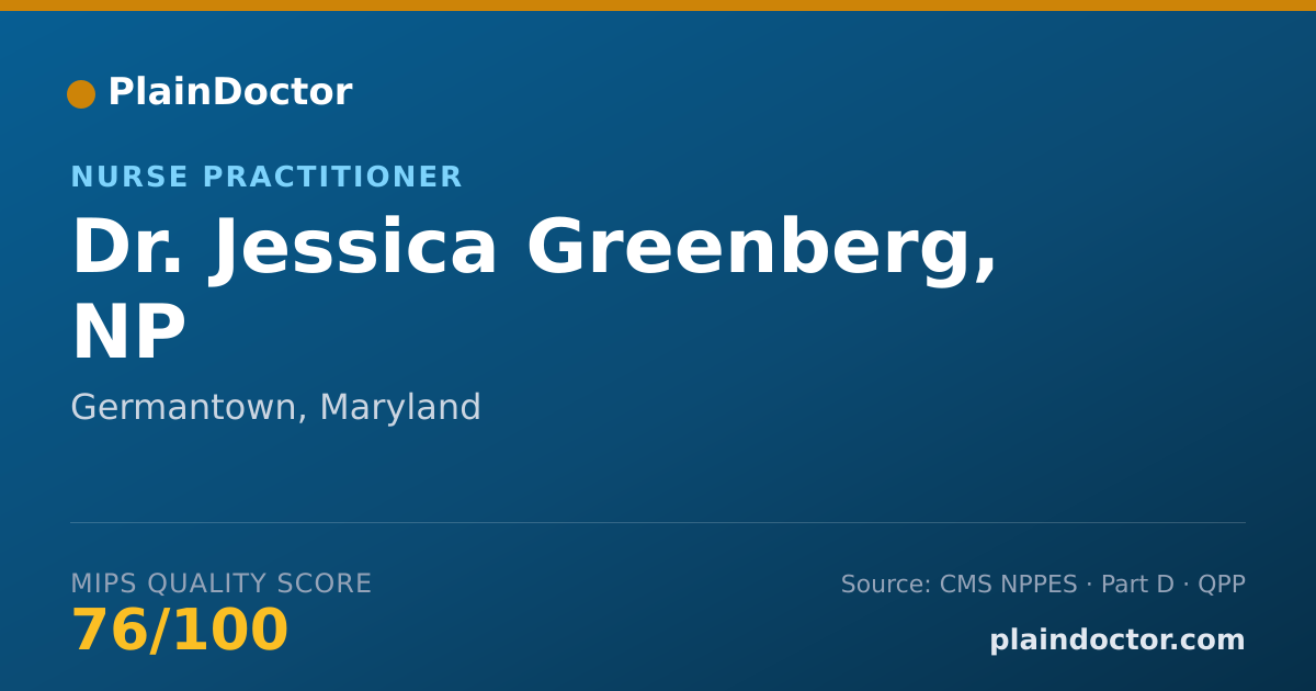 Shareable card for Jessica Greenberg, NP - Nurse Practitioner, Germantown, MD