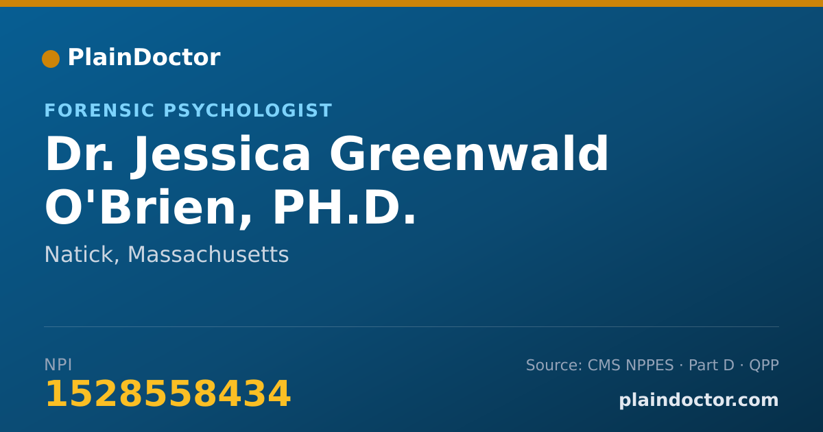 Shareable card for Jessica Greenwald O'Brien, PH.D. - Forensic Psychologist, Natick, MA