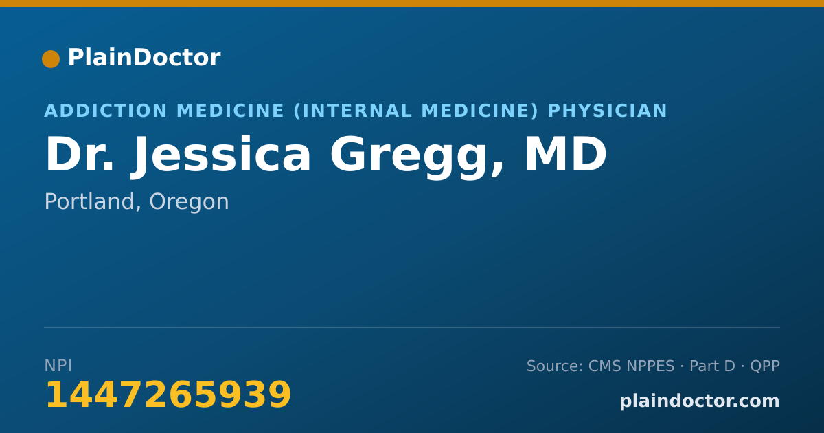 Shareable card for Jessica Gregg, MD - Addiction Medicine (Internal Medicine) Physician, Portland, OR