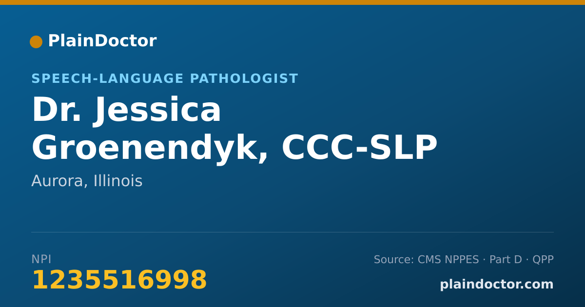 Shareable card for Jessica Groenendyk, CCC-SLP - Speech-Language Pathologist, Aurora, IL