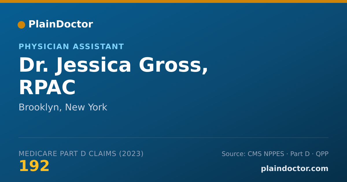 Shareable card for Jessica Gross, RPAC - Physician Assistant, Brooklyn, NY