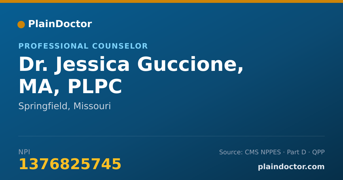 Shareable card for Jessica Guccione, MA, PLPC - Professional Counselor, Springfield, MO