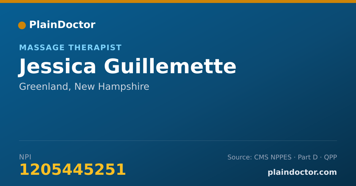 Shareable card for Jessica Guillemette - Massage Therapist, Greenland, NH