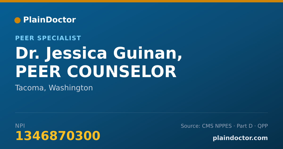 Shareable card for Jessica Guinan, PEER COUNSELOR - Peer Specialist, Tacoma, WA