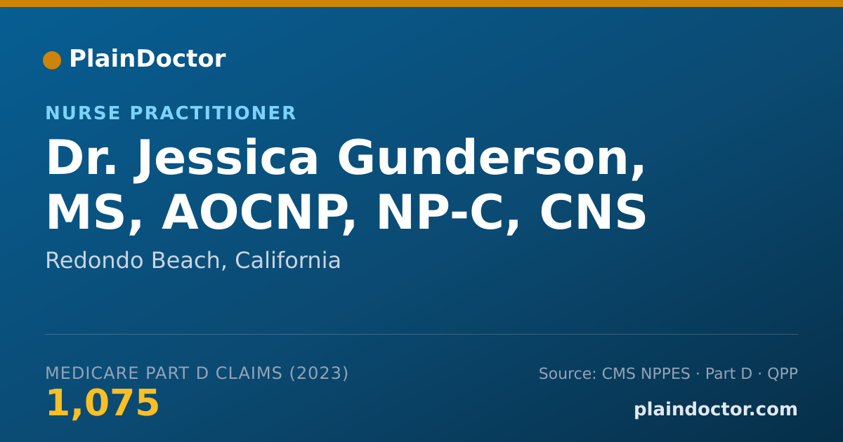 Shareable card for Jessica Gunderson, MS, AOCNP, NP-C, CNS - Nurse Practitioner, Redondo Beach, CA