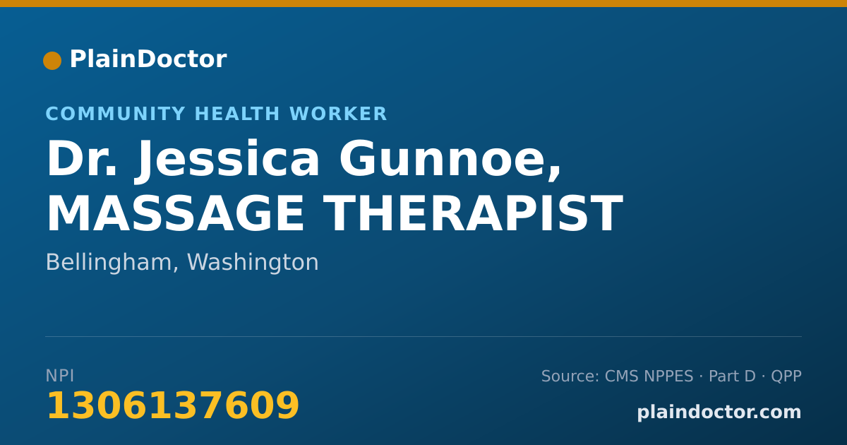 Shareable card for Jessica Gunnoe, MASSAGE THERAPIST - Community Health Worker, Bellingham, WA
