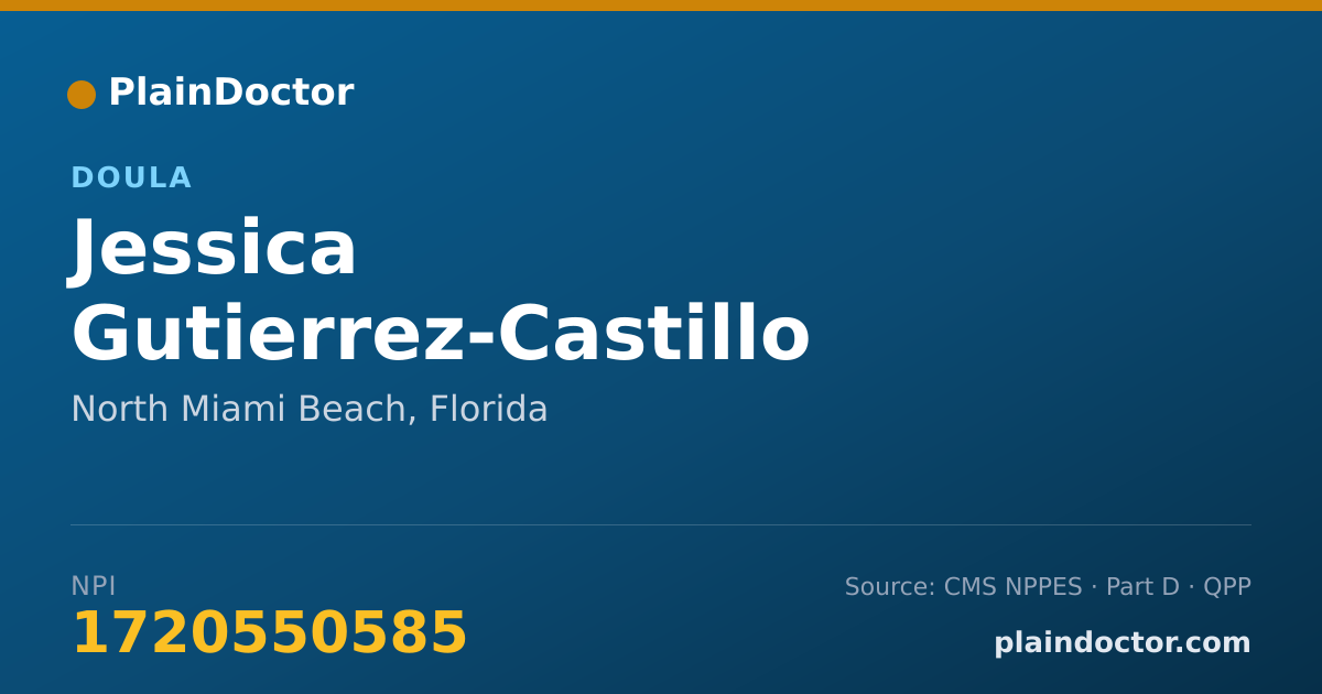 Shareable card for Jessica Gutierrez-Castillo - Doula, North Miami Beach, FL