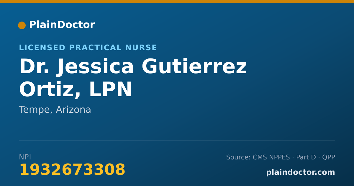 Shareable card for Jessica Gutierrez Ortiz, LPN - Licensed Practical Nurse, Tempe, AZ