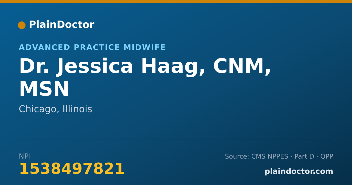 Shareable card for Jessica Haag, CNM, MSN - Advanced Practice Midwife, Chicago, IL