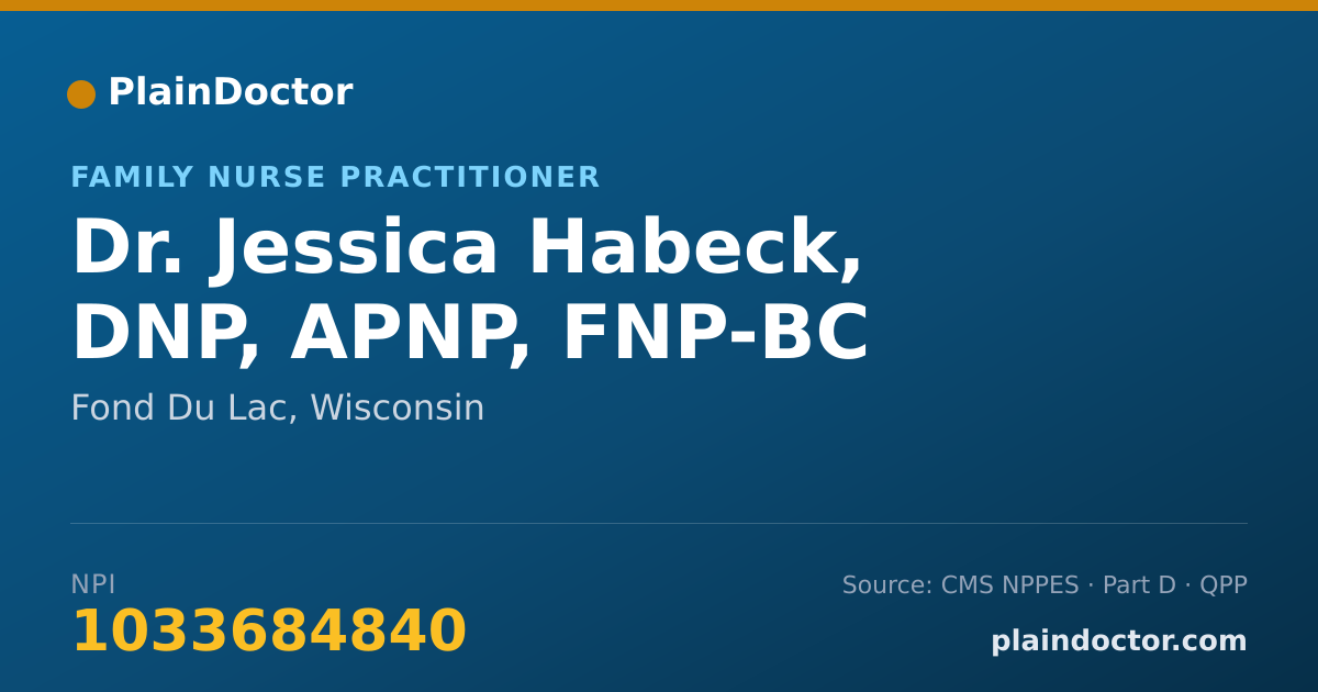 Shareable card for Jessica Habeck, DNP, APNP, FNP-BC - Family Nurse Practitioner, Fond Du Lac, WI