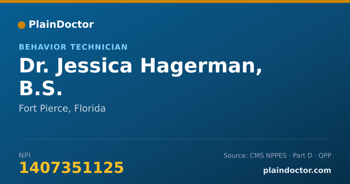 Shareable card for Jessica Hagerman, B.S. - Behavior Technician, Fort Pierce, FL