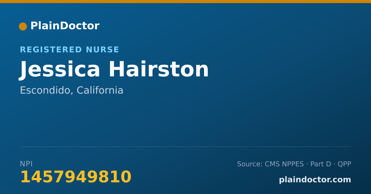 Shareable card for Jessica Hairston - Registered Nurse, Escondido, CA
