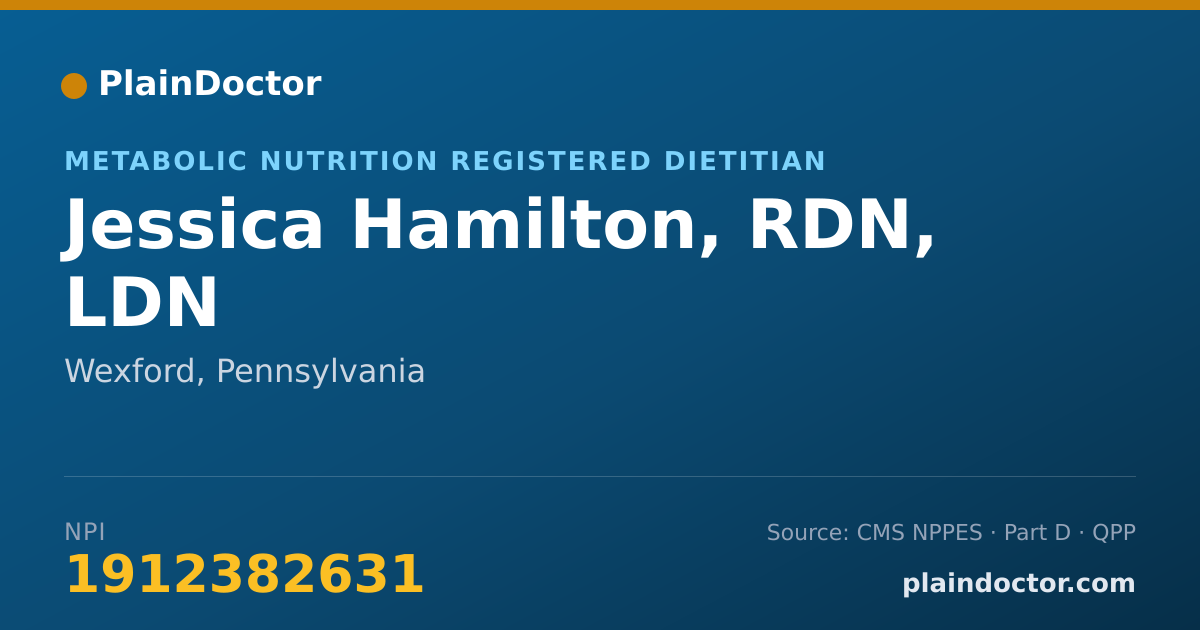 Shareable card for Jessica Hamilton, RDN, LDN - Metabolic Nutrition Registered Dietitian, Wexford, PA