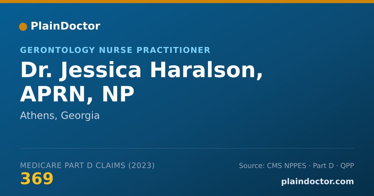 Shareable card for Jessica Haralson, APRN, NP - Gerontology Nurse Practitioner, Athens, GA