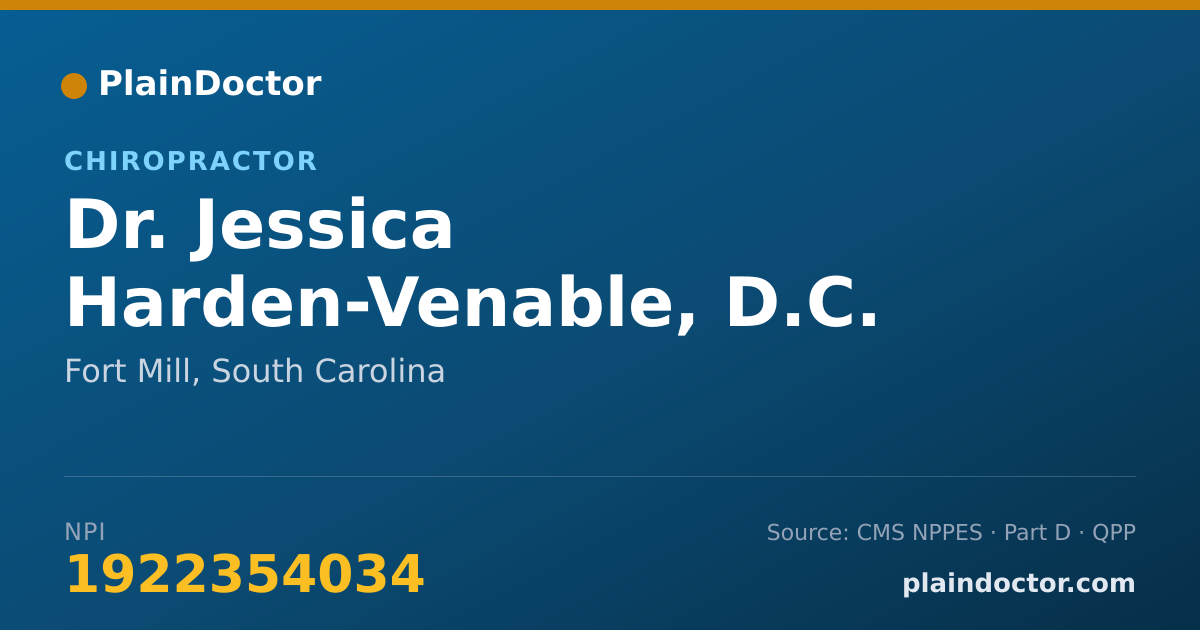 Shareable card for Jessica Harden-Venable, D.C. - Chiropractor, Fort Mill, SC