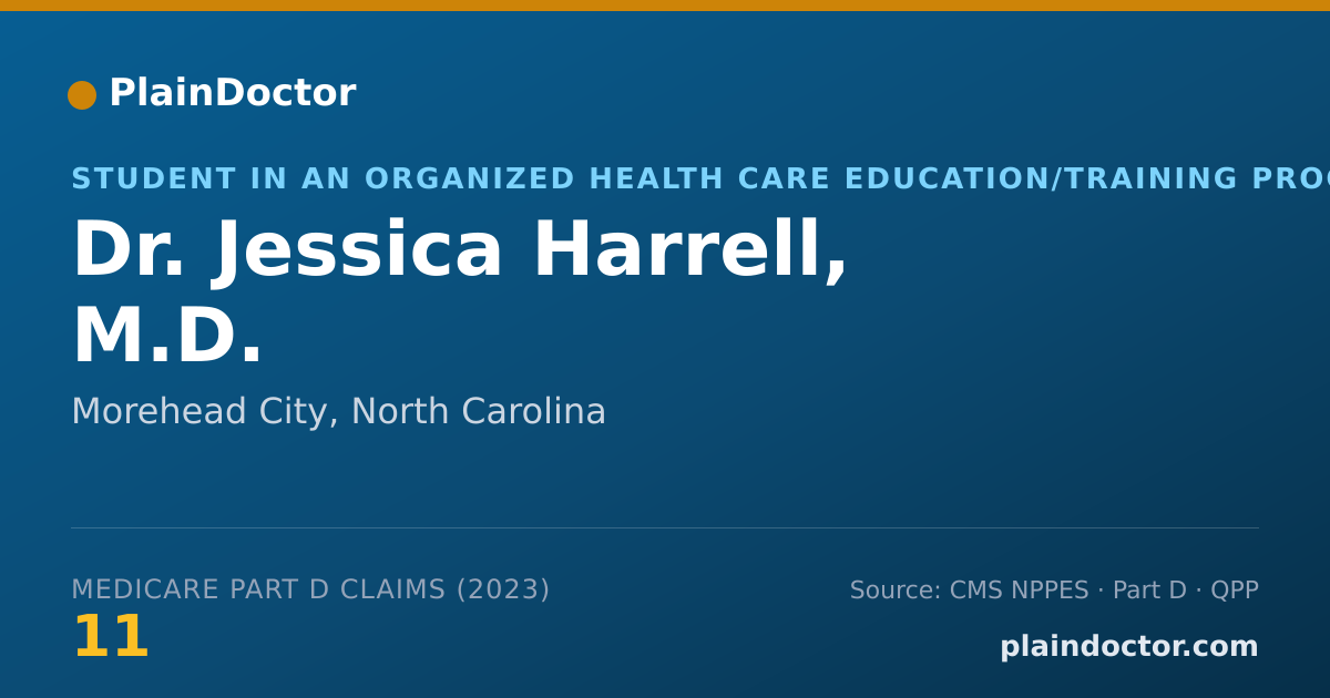 Shareable card for Jessica Harrell, M.D. - Student in an Organized Health Care Education/Training Program, Morehead City, NC