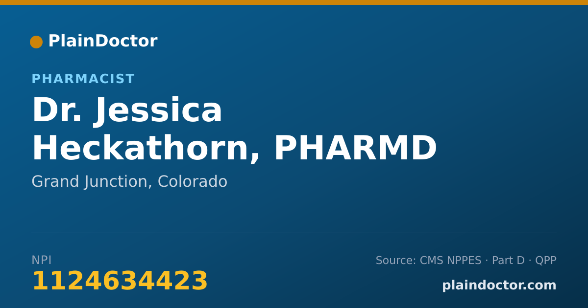 Shareable card for Jessica Heckathorn, PHARMD - Pharmacist, Grand Junction, CO
