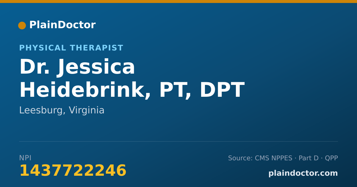 Shareable card for Jessica Heidebrink, PT, DPT - Physical Therapist, Leesburg, VA