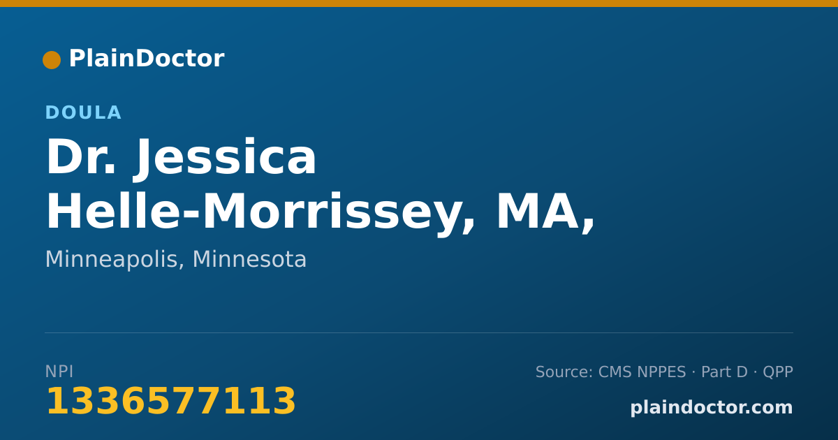 Shareable card for Jessica Helle-Morrissey, MA, MSW, LGSW - Doula, Minneapolis, MN