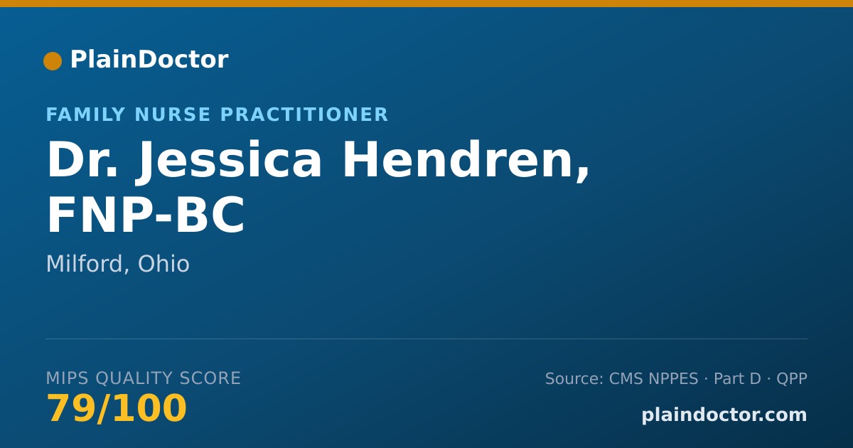 Shareable card for Jessica Hendren, FNP-BC - Family Nurse Practitioner, Milford, OH