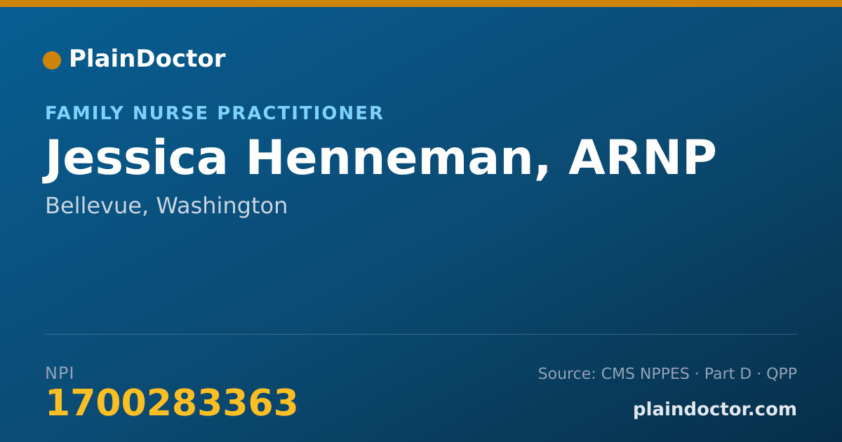 Shareable card for Jessica Henneman, ARNP - Family Nurse Practitioner, Bellevue, WA