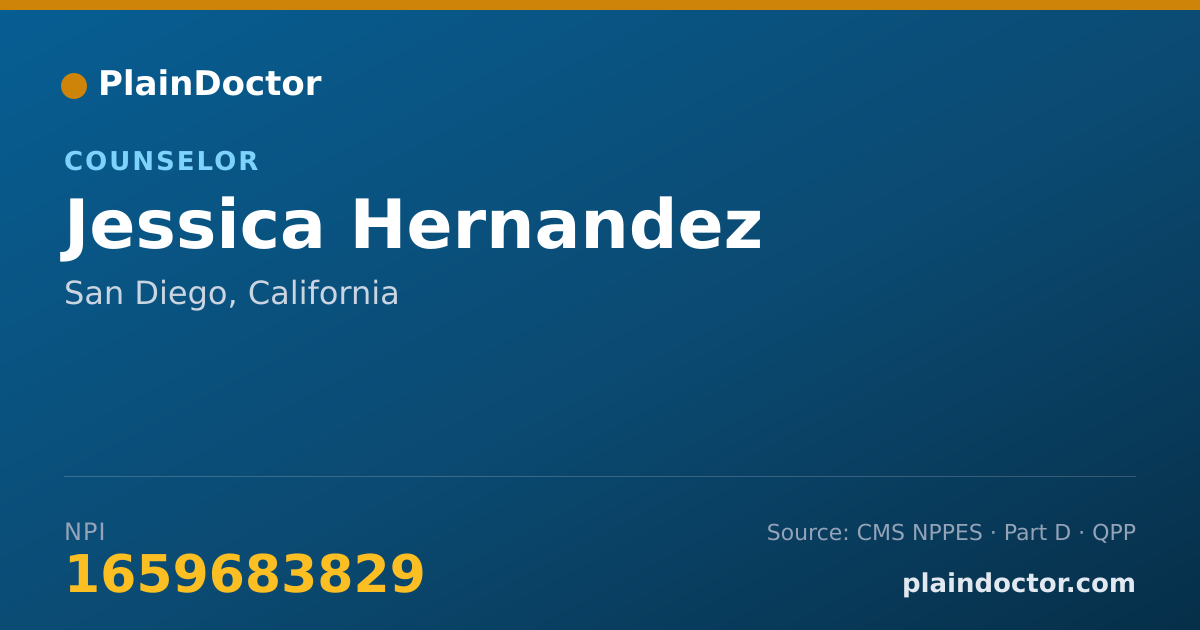 Shareable card for Jessica Hernandez - Counselor, San Diego, CA