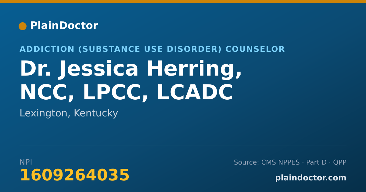 Shareable card for Jessica Herring, NCC, LPCC, LCADC - Addiction (Substance Use Disorder) Counselor, Lexington, KY