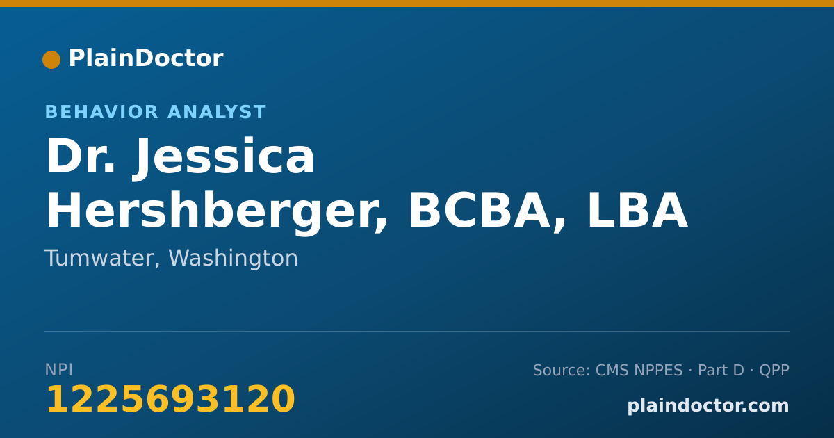 Shareable card for Jessica Hershberger, BCBA, LBA - Behavior Analyst, Tumwater, WA