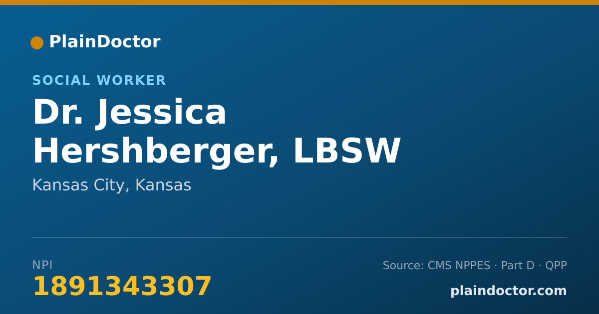 Shareable card for Jessica Hershberger, LBSW - Social Worker, Kansas City, KS