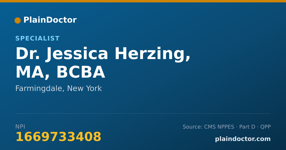 Shareable card for Jessica Herzing, MA, BCBA - Specialist, Farmingdale, NY