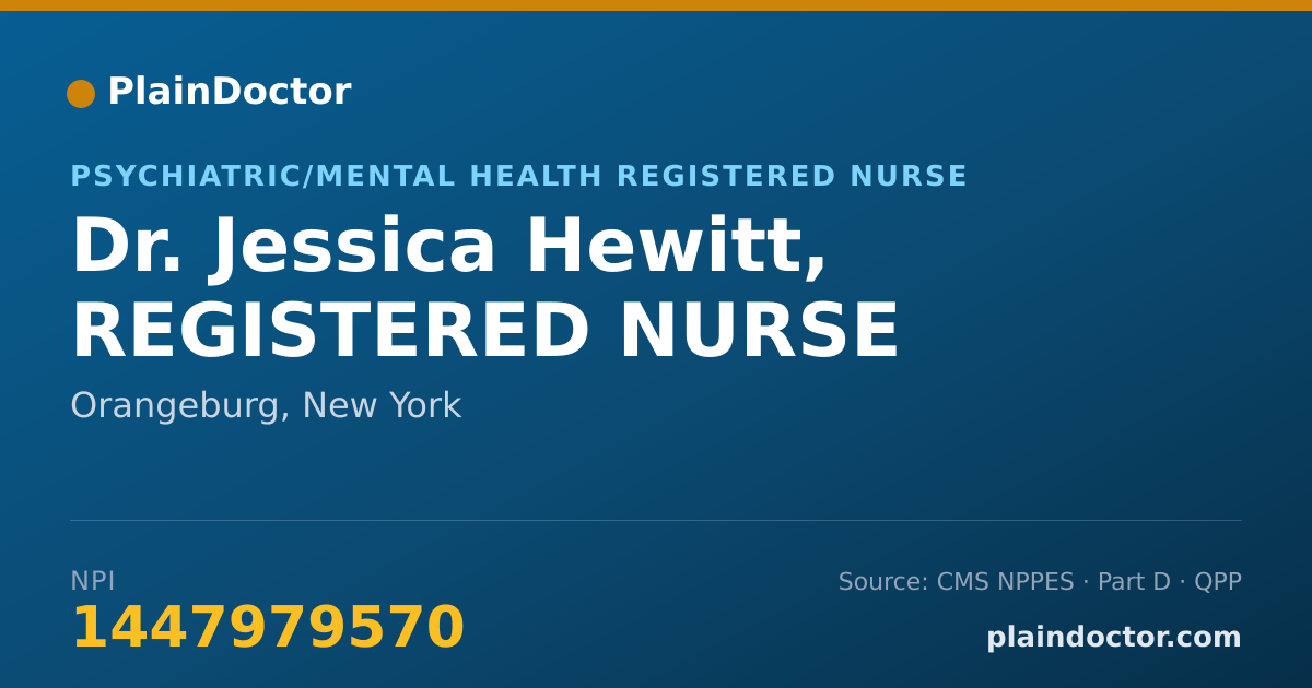 Shareable card for Jessica Hewitt, REGISTERED NURSE - Psychiatric/Mental Health Registered Nurse, Orangeburg, NY