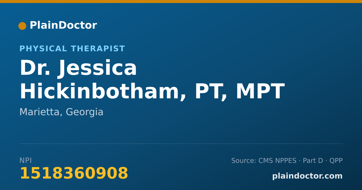 Shareable card for Jessica Hickinbotham, PT, MPT - Physical Therapist, Marietta, GA
