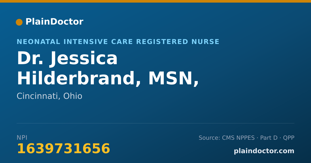 Shareable card for Jessica Hilderbrand, MSN, NNP-BC - Neonatal Intensive Care Registered Nurse, Cincinnati, OH