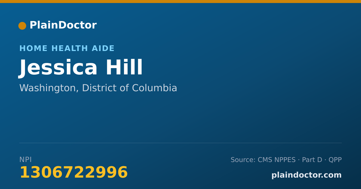 Shareable card for Jessica Hill - Home Health Aide, Washington, DC
