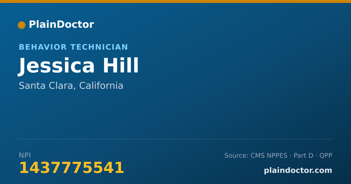 Shareable card for Jessica Hill - Behavior Technician, Santa Clara, CA