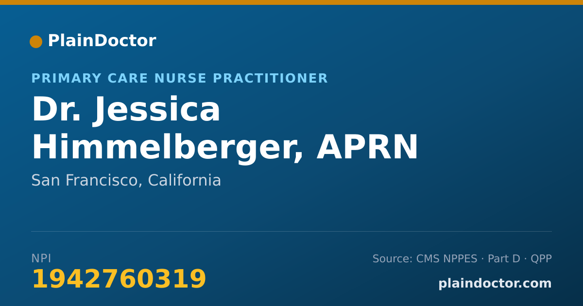 Shareable card for Jessica Himmelberger, APRN - Primary Care Nurse Practitioner, San Francisco, CA
