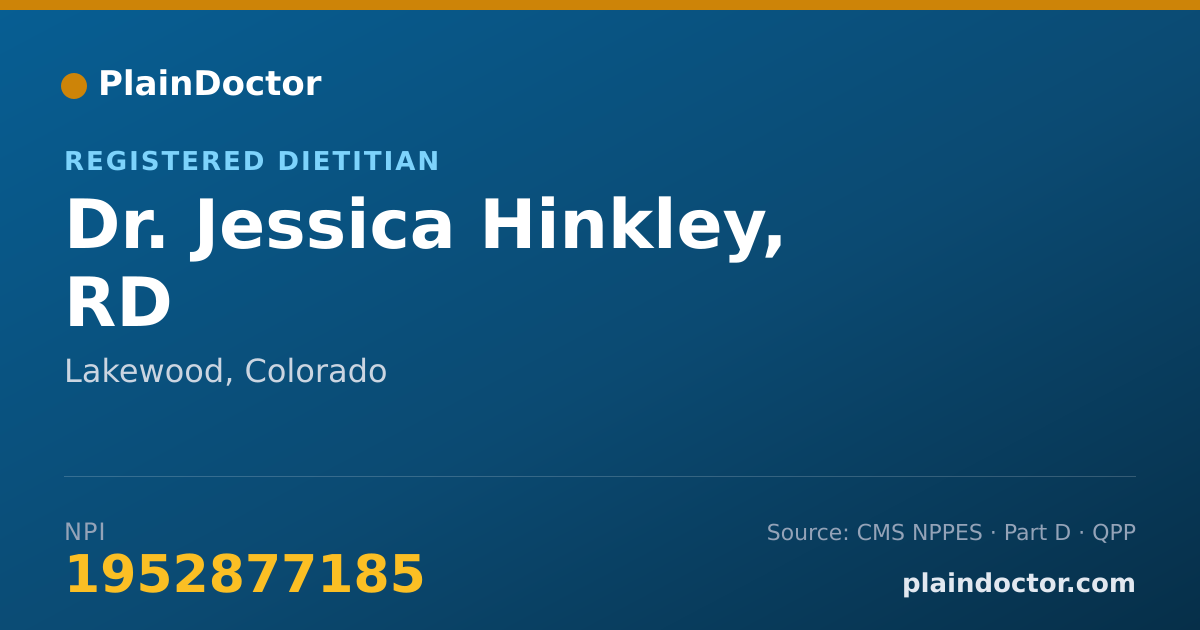 Shareable card for Jessica Hinkley, RD - Registered Dietitian, Lakewood, CO