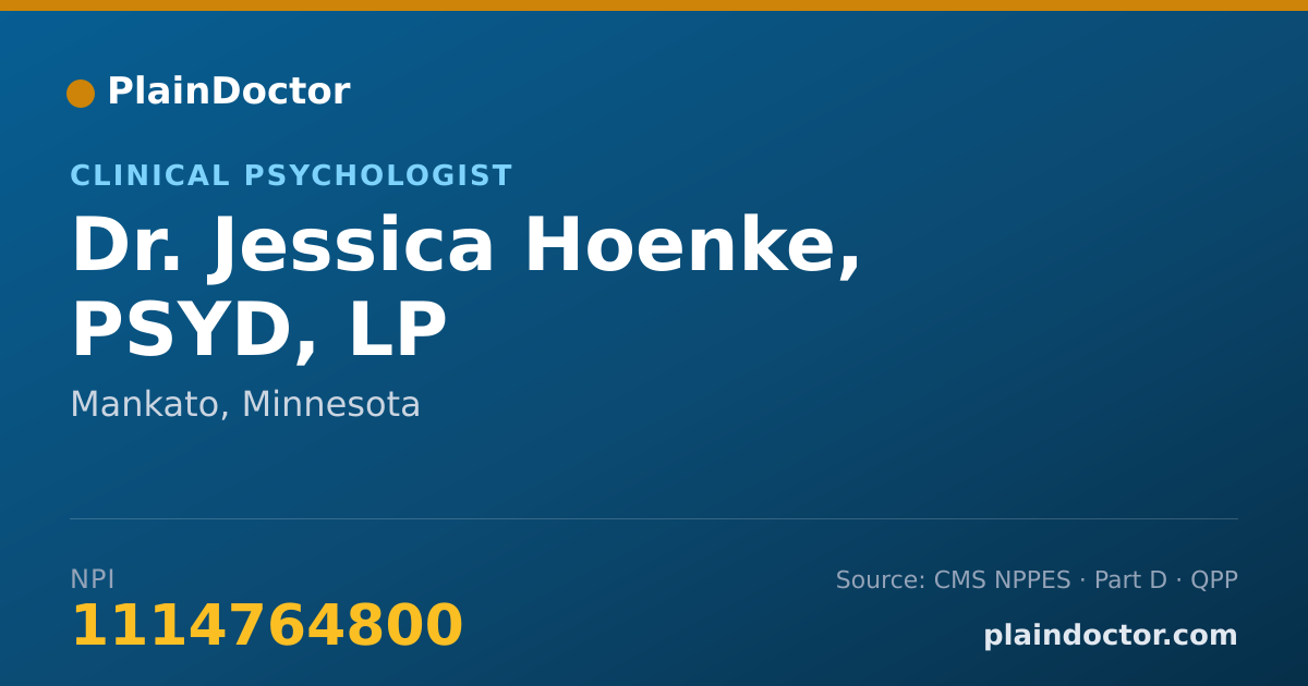 Shareable card for Jessica Hoenke, PSYD, LP - Clinical Psychologist, Mankato, MN