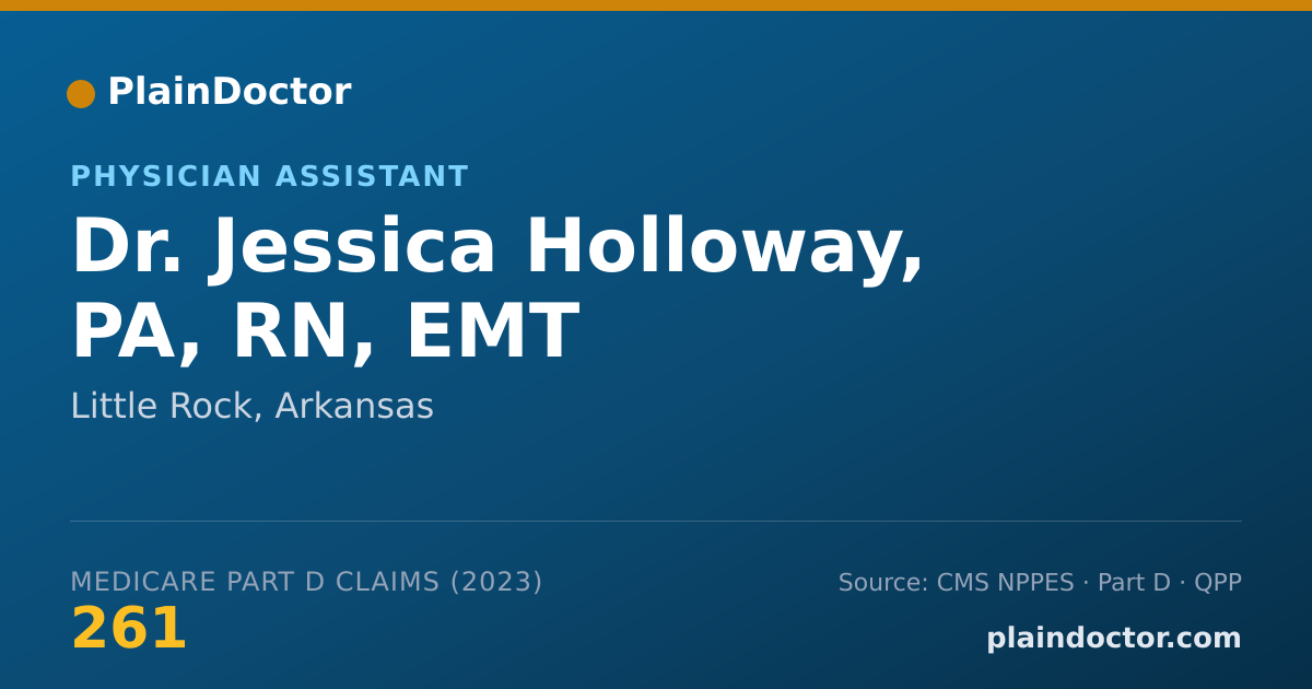 Shareable card for Jessica Holloway, PA, RN, EMT - Physician Assistant, Little Rock, AR