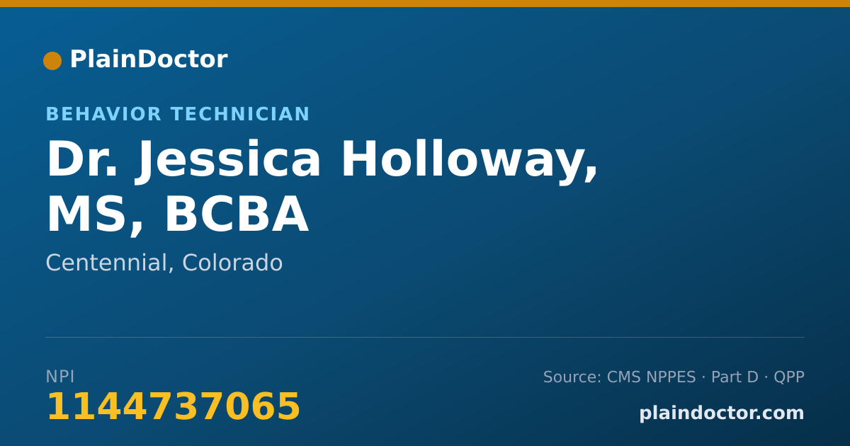 Shareable card for Jessica Holloway, MS, BCBA - Behavior Technician, Centennial, CO