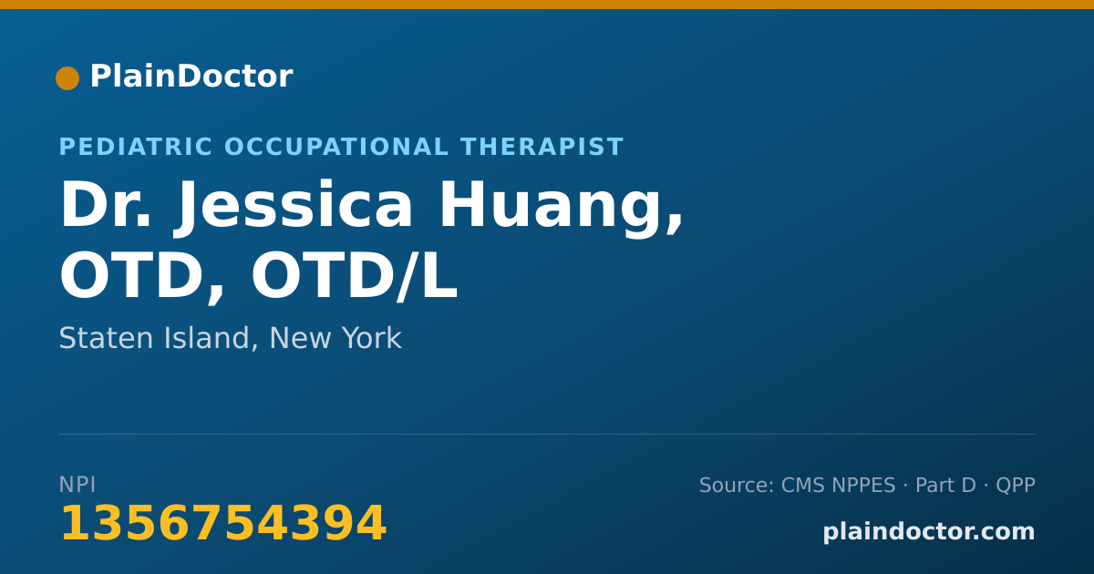 Shareable card for Jessica Huang, OTD, OTD/L - Pediatric Occupational Therapist, Staten Island, NY