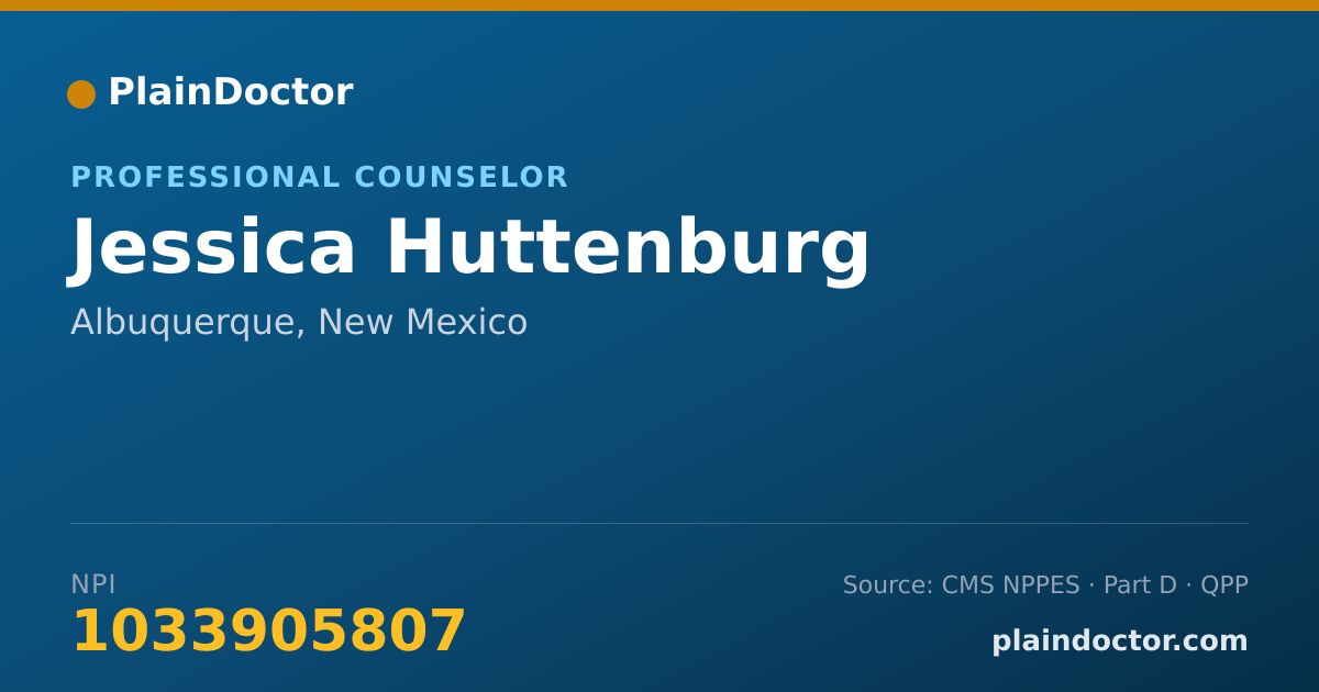 Shareable card for Jessica Huttenburg - Professional Counselor, Albuquerque, NM