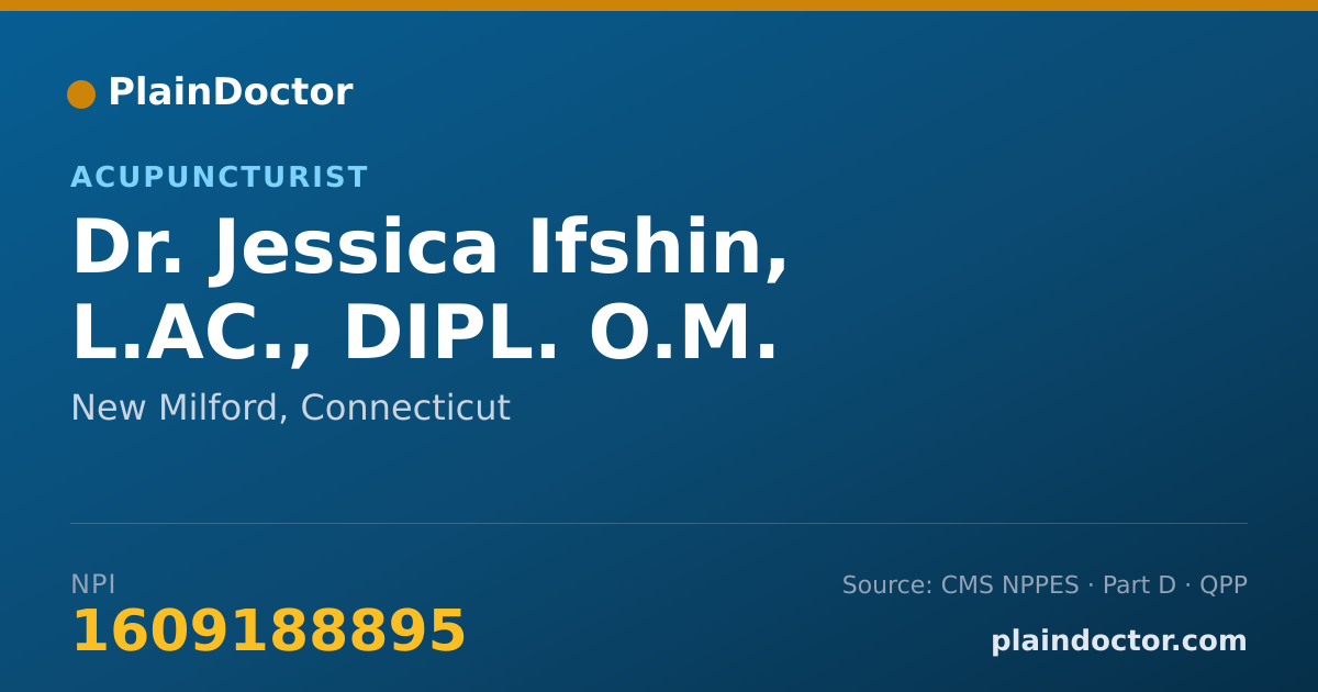 Shareable card for Jessica Ifshin, L.AC., DIPL. O.M. - Acupuncturist, New Milford, CT